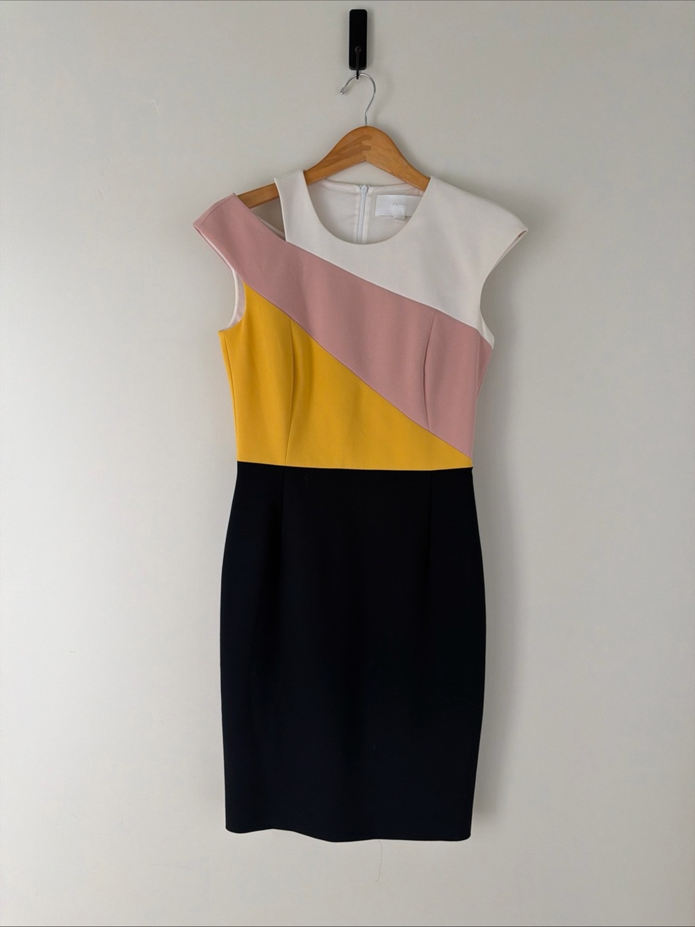 Boss Colorblock Midi Dress in White, Pink, Yellow & Black